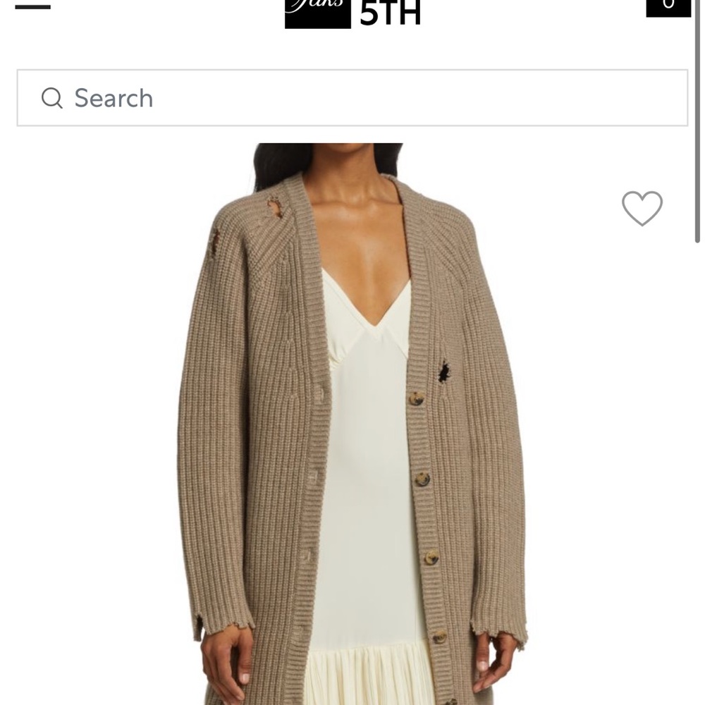 NWT Khaite Rory cashmere Distressed cardigan M